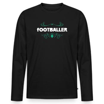 Footballer Ornament Lettering - Men's Premium Organic Long Sleeve Shirt - black - Front - Nico (187cm)