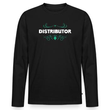 Distributor logo with floral ornaments - Men's Premium Organic Long Sleeve Shirt - black - Front - Nico (187cm)