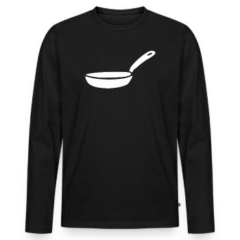 Icône de la cuisson en poêle Chef Cadeau Blanc - T-shirt manches longues Premium bio Homme - noir - Devant - Nico (187cm)