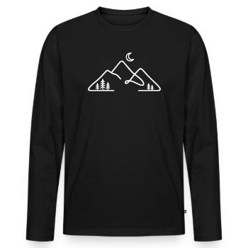 Minimalist mountain silhouette with moon - Men's Premium Organic Long Sleeve Shirt - black - Front - Nico (187cm)