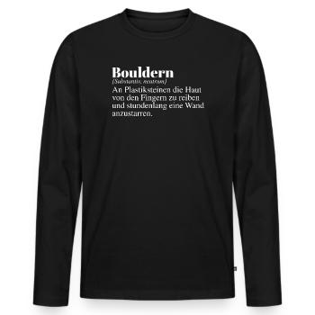 Bouldern Duden Spruch - Männer Premium Bio Langarmshirt - Schwarz - Vorne - Nico (187cm)