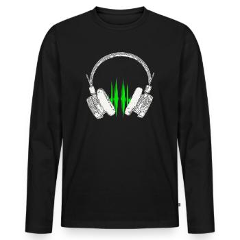 DJ Headphones Music Wave - Men's Premium Organic Long Sleeve Shirt - black - Front - Nico (187cm)