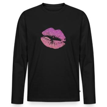 Glitzer Lippen - Männer Premium Bio Langarmshirt - Schwarz - Vorne - Nico (187cm)
