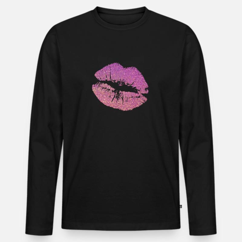 Glitzer Lippen - Männer Premium Bio Langarmshirt - Schwarz