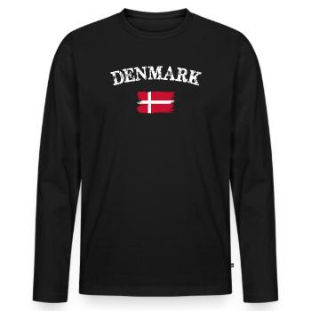 Denmark Brushed Flag Vintage - Männer Premium Bio Langarmshirt - Schwarz - Vorne - Nico (187cm)