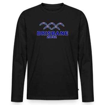 Brisbane Queensland Australia - Men's Premium Organic Long Sleeve Shirt - black - Front - Nico (187cm)