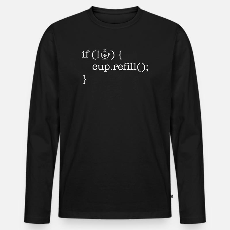 Coffee code lover software developer programmer - Men's Premium Organic Long Sleeve Shirt - black