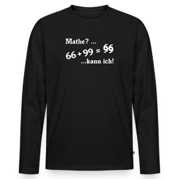 66plus99 v2 weiß - Männer Premium Bio Langarmshirt - Schwarz - Vorne - Nico (187cm)