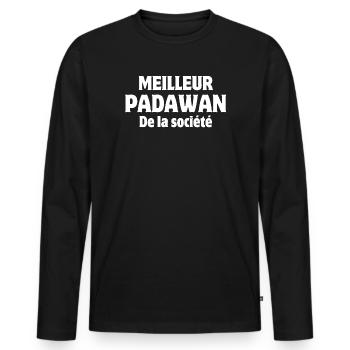 padawan, apprenti, stagiaire - T-shirt manches longues Premium bio Homme - noir - Devant - Nico (187cm)