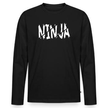 Ninja - T-shirt manches longues Premium bio Homme - noir - Devant - Nico (187cm)