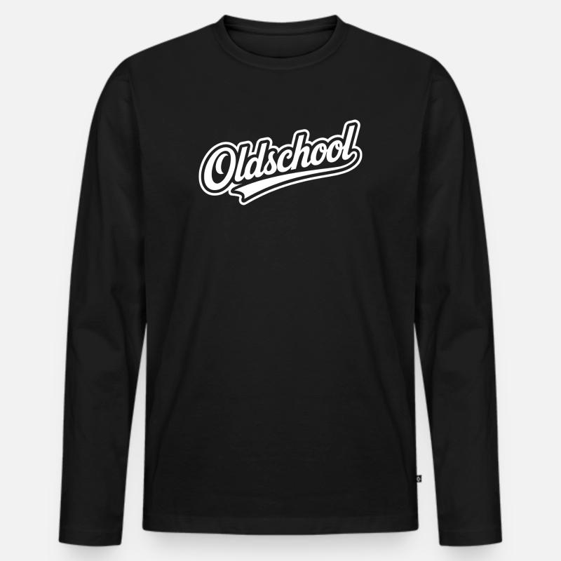 Oldschool Retro Typografie Design - Männer Premium Bio Langarmshirt - Schwarz