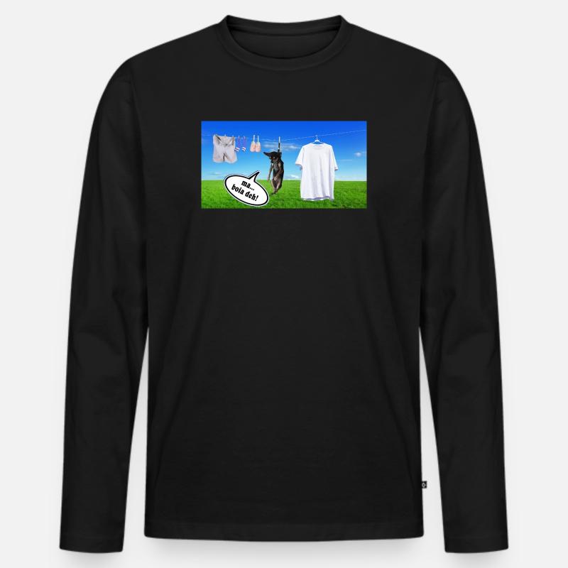 Welpe hängend zum Abhängen - Männer Premium Bio Langarmshirt - Schwarz
