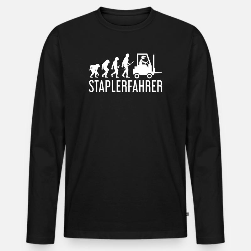 Staplerfahrer Evolution - Männer Premium Bio Langarmshirt - Schwarz