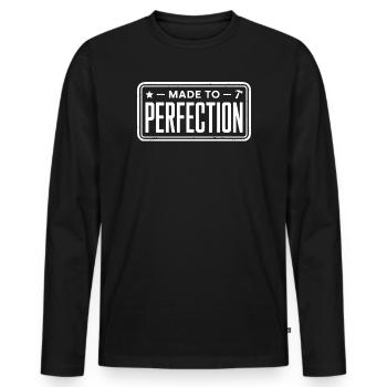 Made To Perfection Zur Perfektion Gereift Perfekt - Männer Premium Bio Langarmshirt - Schwarz - Vorne - Nico (187cm)