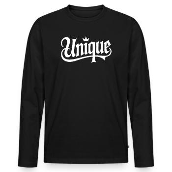 unique, unique, unique valeur de soi unique - T-shirt manches longues Premium bio Homme - noir - Devant - Nico (187cm)