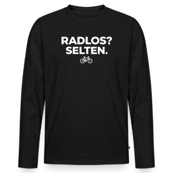 Wheelless? Rarely. – Bicycle Statement Shirt - Men's Premium Organic Long Sleeve Shirt - black - Front - Nico (187cm)