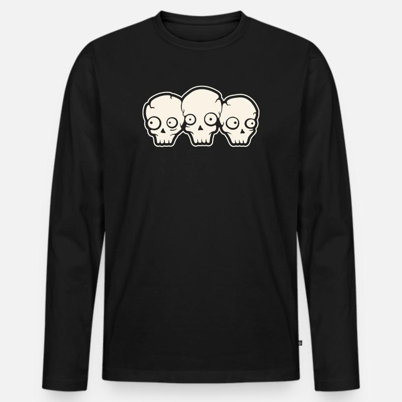Totenkopf - Männer Premium Bio Langarmshirt - Schwarz