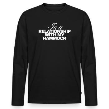 En couple avec mon hamac - T-shirt manches longues Premium bio Homme - noir - Devant - Nico (187cm)