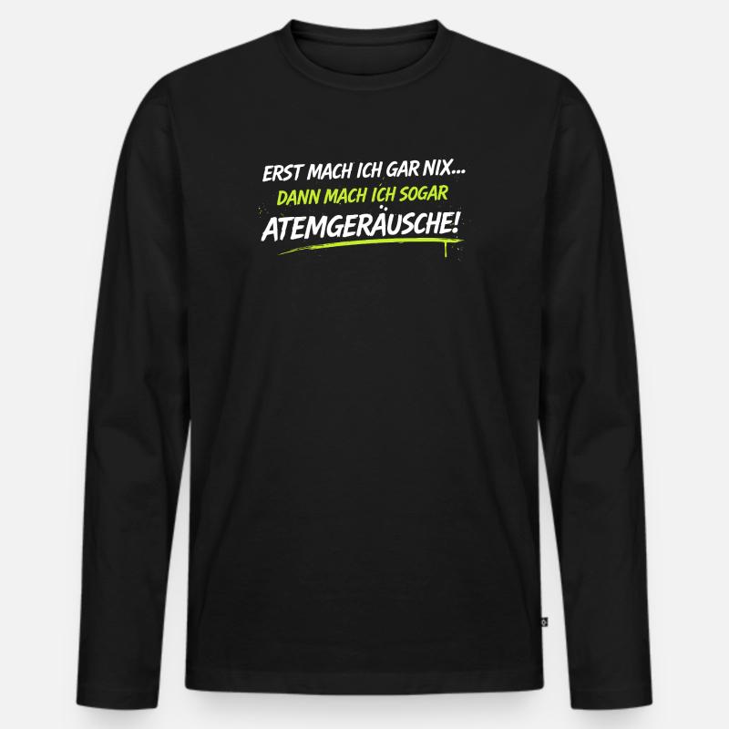 Atemgeräusche Neon-Spruch - Männer Premium Bio Langarmshirt - Schwarz