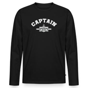 Captain Anchor Emblem - Men's Premium Organic Long Sleeve Shirt - black - Front - Nico (187cm)