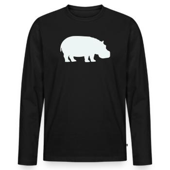 Blue Hippo Silhouette - Men's Premium Organic Long Sleeve Shirt - black - Front - Nico (187cm)