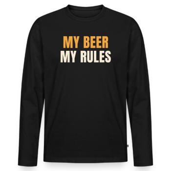 My Beer My Rules lustiger Bier Spruch Shirt - Männer Premium Bio Langarmshirt - Schwarz - Vorne - Nico (187cm)