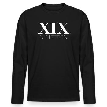 19. Geburtstag Geschenkidee - Männer Premium Bio Langarmshirt - Schwarz - Vorne - Nico (187cm)