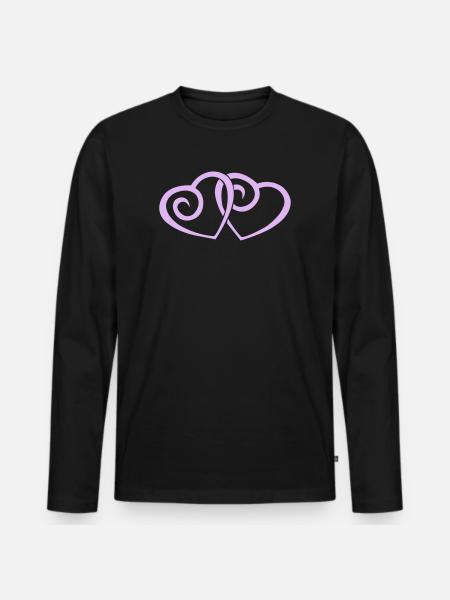 Double Hearts in Love Line Art - Men's Premium Organic Long Sleeve Shirt - black