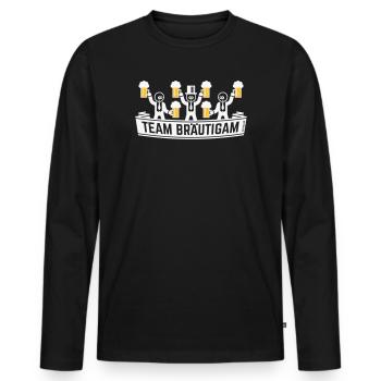 Team Bräutigam (JGA Polterabend Bierkrüge / NEG2C) - Männer Premium Bio Langarmshirt - Schwarz - Vorne - Nico (187cm)