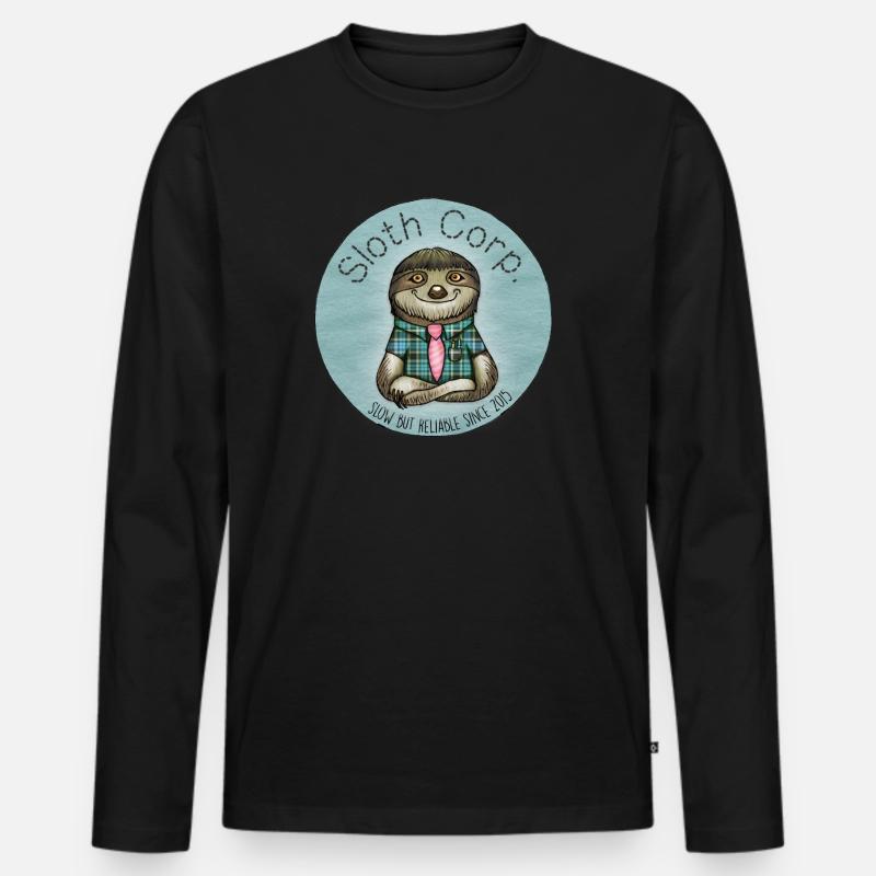 Sloth Corp. Logo - Männer Premium Bio Langarmshirt - Schwarz