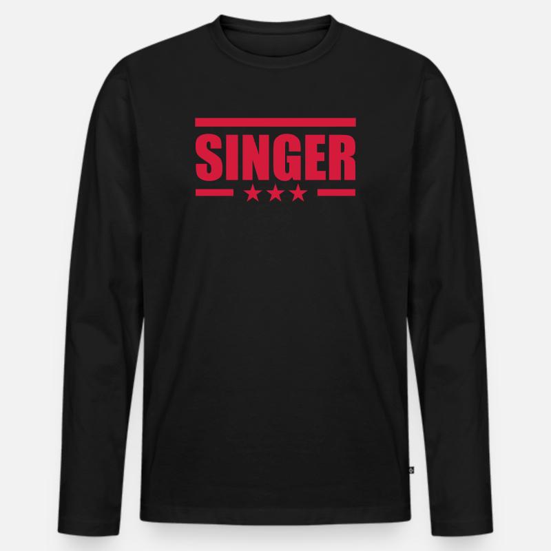 Singer - Männer Premium Bio Langarmshirt - Schwarz