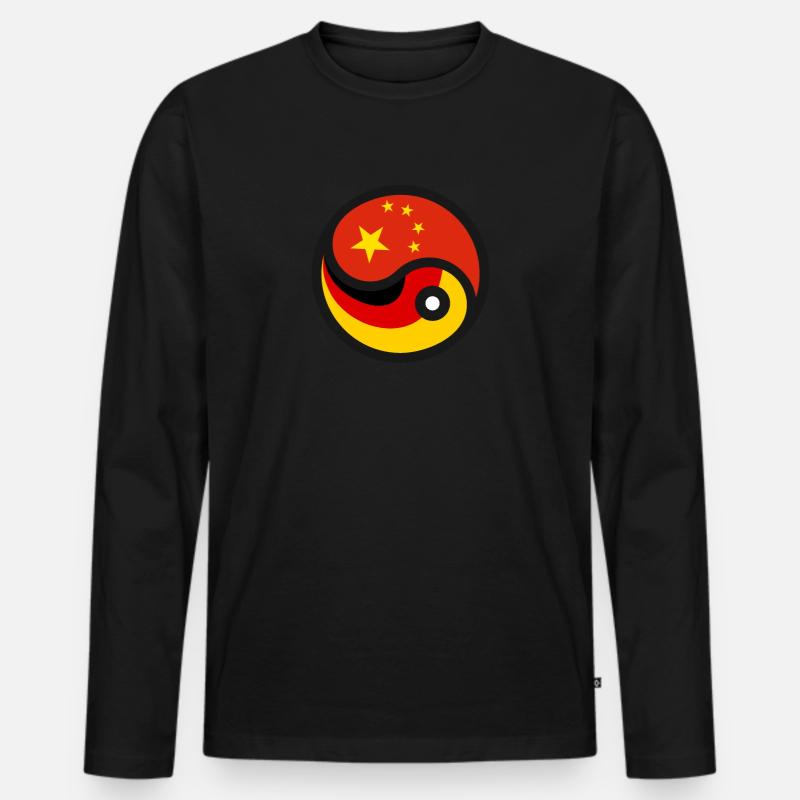 Deutsch-Chinesische Freundschaft - Männer Premium Bio Langarmshirt - Schwarz