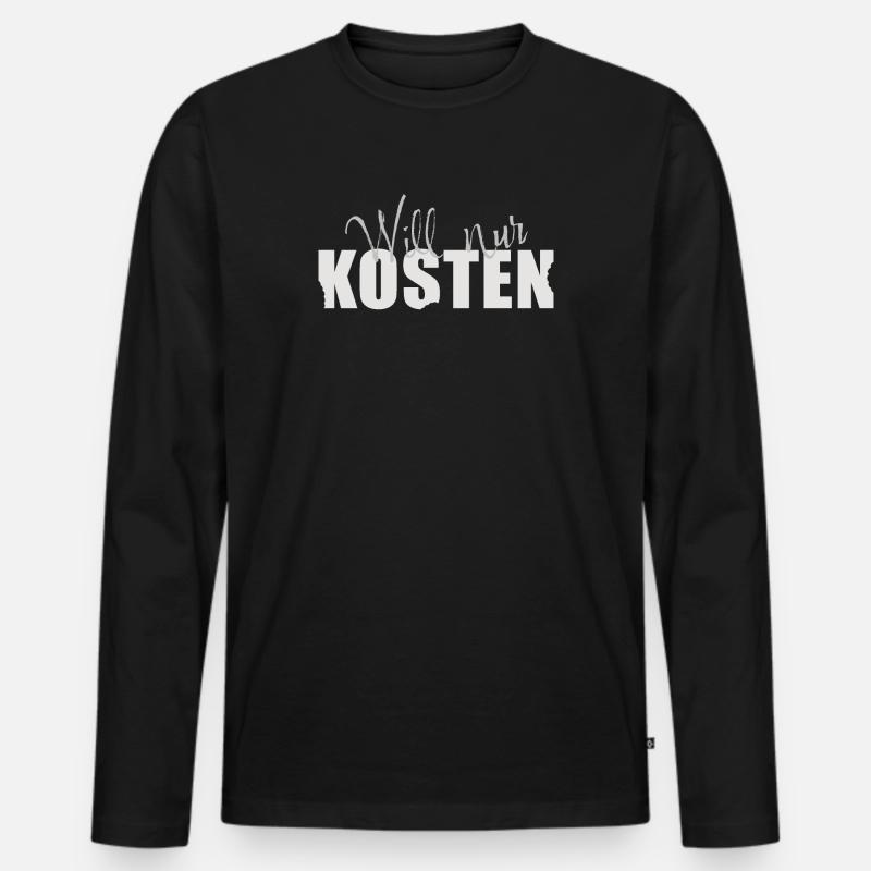 Will nur kosten! - Männer Premium Bio Langarmshirt - Schwarz
