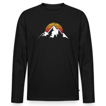 Sunset Ridge Bergsilhouette - Männer Premium Bio Langarmshirt - Schwarz - Vorne - Nico (187cm)