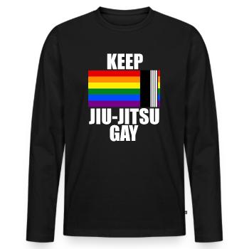 Keep Jiu Jitsu Gay LGBT Flag Gays Pride - Männer Premium Bio Langarmshirt - Schwarz - Vorne - Nico (187cm)