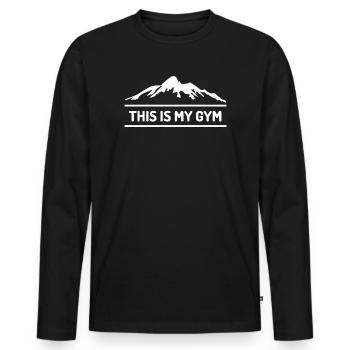 Trailrunning - Das ist mein Fitnessstudio - Männer Premium Bio Langarmshirt - Schwarz - Vorne - Nico (187cm)