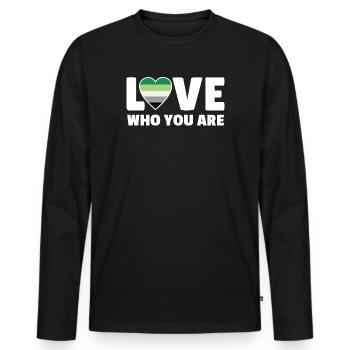 Liebe, wer du bist - Männer Premium Bio Langarmshirt - Schwarz - Vorne - Nico (187cm)