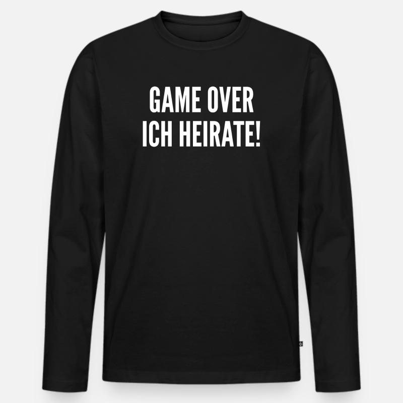 Game Over Ich Heirate - Männer Premium Bio Langarmshirt - Schwarz