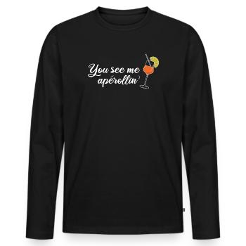 You see me aperollin’ - Männer Premium Bio Langarmshirt - Schwarz - Vorne - Nico (187cm)