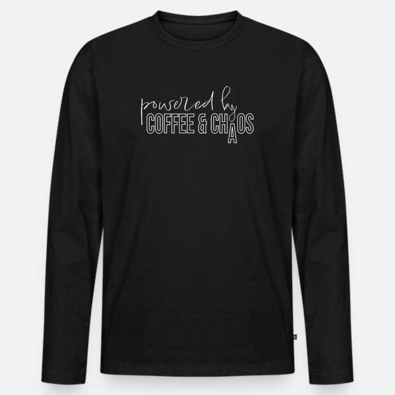 powered by coffee and chaos - Männer Premium Bio Langarmshirt - Schwarz