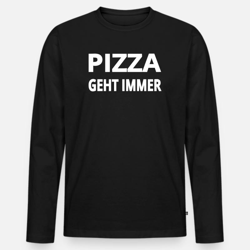 Pizza - Männer Premium Bio Langarmshirt - Schwarz
