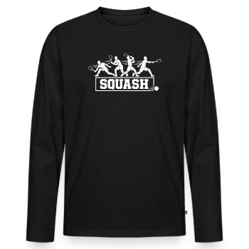 Séquence d’action rétro de joueurs de squash Art de silhouette - T-shirt manches longues Premium bio Homme - noir - Devant - Nico (187cm)