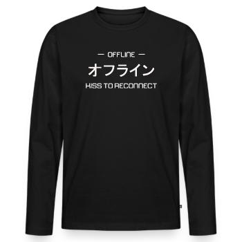 Offline Kiss to Reconnect Japanese Style Saying - Men's Premium Organic Long Sleeve Shirt - black - Front - Nico (187cm)