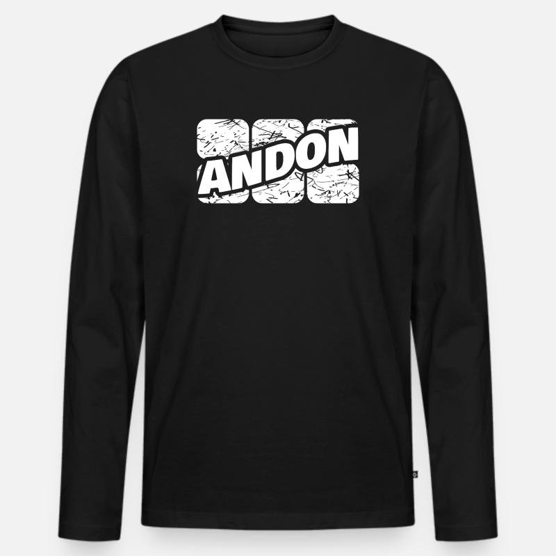 Andon - Männer Premium Bio Langarmshirt - Schwarz