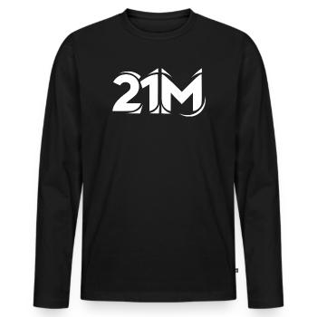 Limite d’approvisionnement de 21M Bitcoin Lettres minimales - T-shirt manches longues Premium bio Homme - noir - Devant - Nico (187cm)