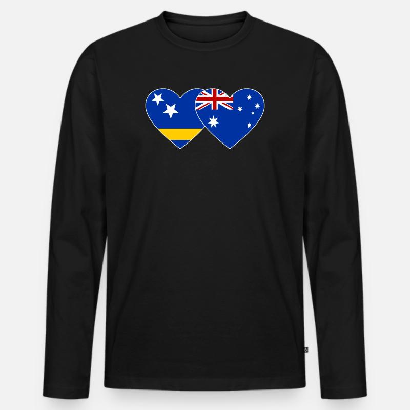 Curacao_Australien_Flagge_Herz - Männer Premium Bio Langarmshirt - Schwarz