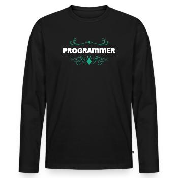 Police d’ornement programmeur - T-shirt manches longues Premium bio Homme - noir - Devant - Nico (187cm)