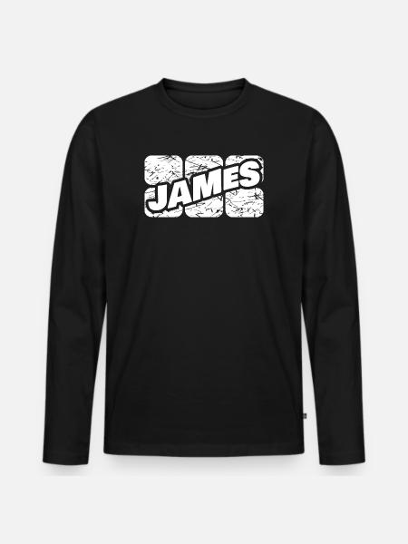 First name James - Men's Premium Organic Long Sleeve Shirt - black