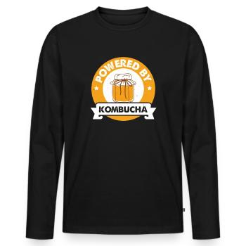 Kombucha - Powered By Kombucha Scoby Tea Gift - Men's Premium Organic Long Sleeve Shirt - black - Front - Nico (187cm)