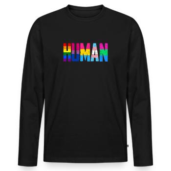 LGBT Rainbow Gay Pride Gay Lesbian Gay - Men's Premium Organic Long Sleeve Shirt - black - Front - Nico (187cm)